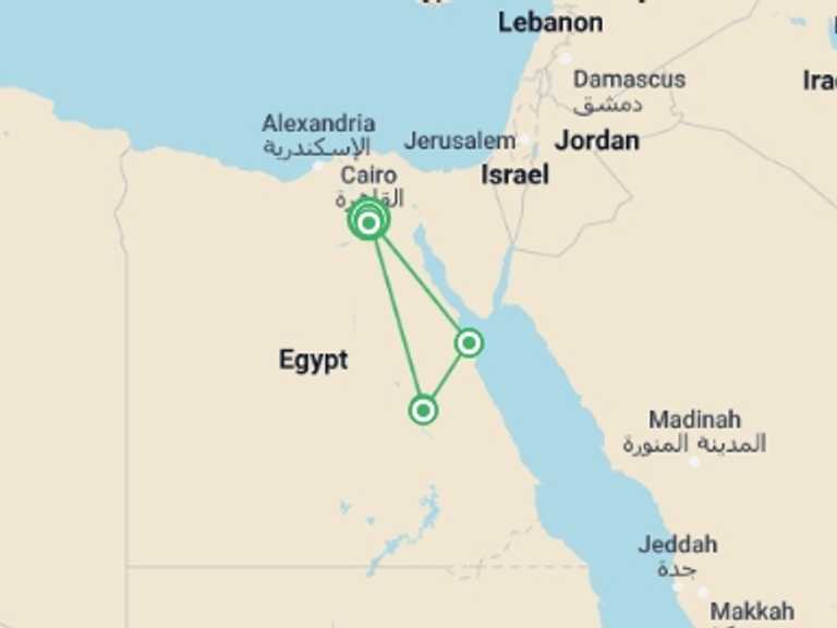 Map of Luxor Local culture Tour with 3 destination visits for the trip: Sands & Seas