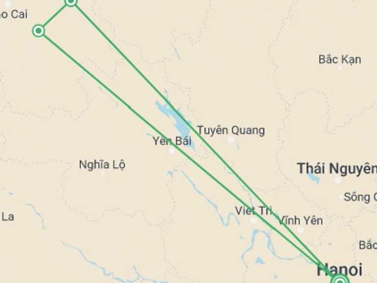 Map of Hanoi Local boat rides Tour with 3 destination visits for the trip: Discover Can Cau And Bac Ha Markets 3 Days 4 Nights