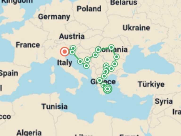 Map of Plovdiv Explorer Tour with 16 destination visits for the trip: Balkan Extravaganza