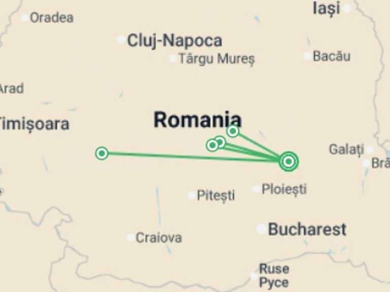Map of Europe Tour with 3 destination visits for the trip: Carpathian Walking & Bears