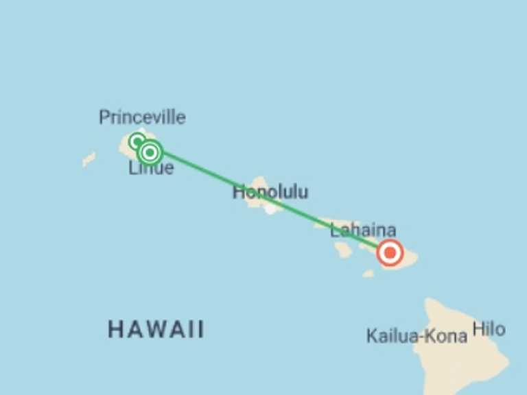 Map of a Explorer Tour with 4 destination visits for the trip: Aloha Hawaii - Discovering Kauai and Maui