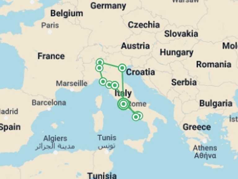 Map of a Local culture Tour with 17 destination visits for the trip: Unforgettable Gems of Italy