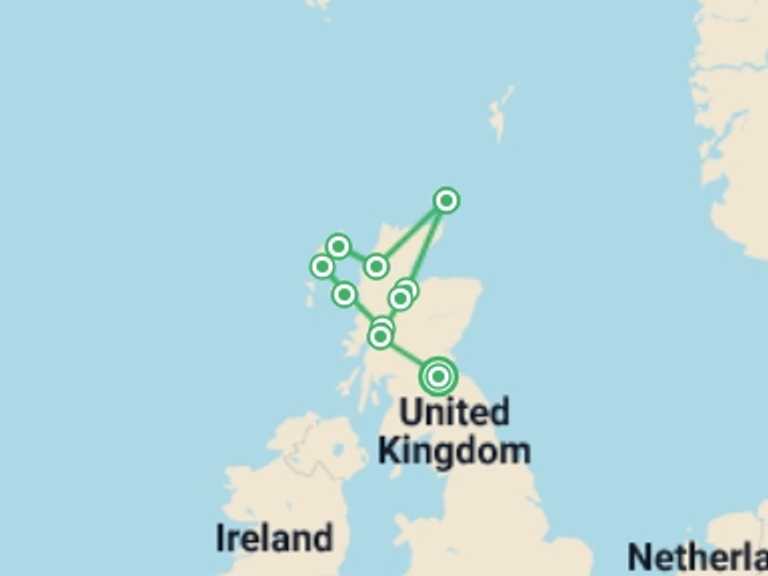 Map of Inverness Explorer Tour with 6 destination visits for the trip: Scotland's Far North - 10 days