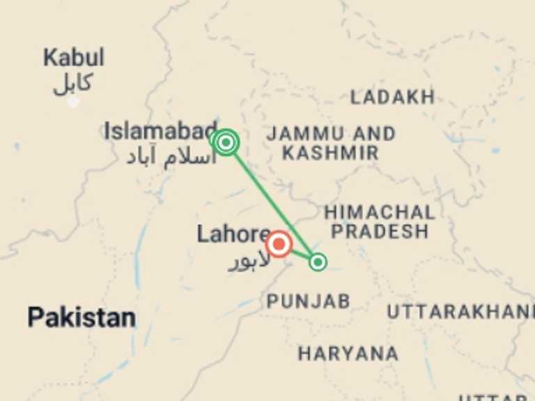 Map of a Local culture Tour with 3 destination visits for the trip: Spiritual and Cultural Tour of Sikhism
