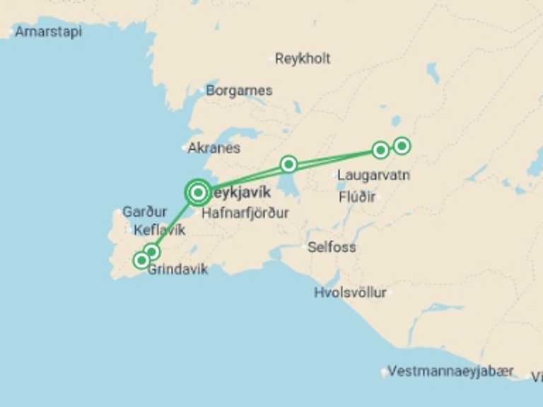 Map of Europe Explorer Tour with 1 destination visits for the trip: Reykjavik Iceland & Solar Eclipse at Sea (Large Group) - 5 days