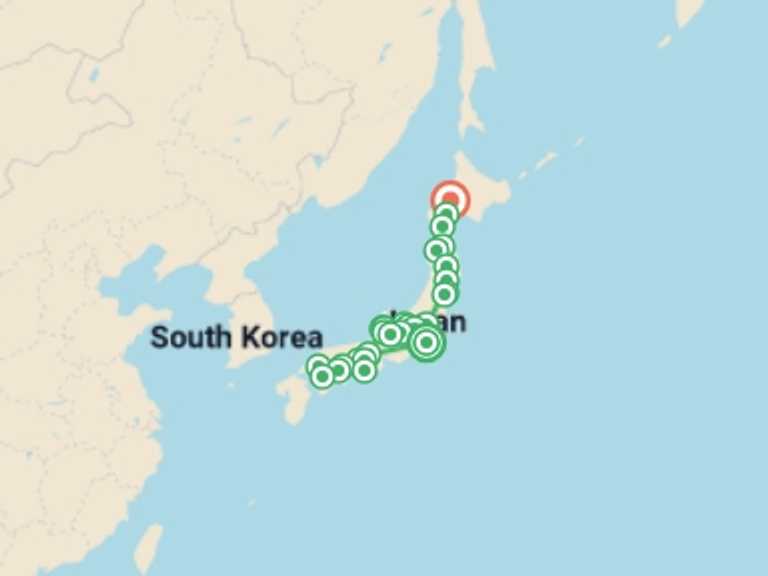 Map of Asia Tour with 14 destination visits for the trip: Japan Awaits You, Ending in Sapporo