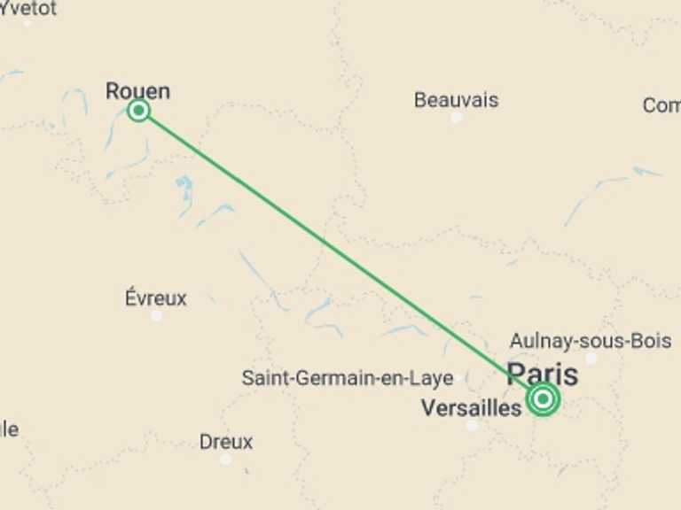 Map of Europe Tour with 2 destination visits for the trip: Parisian New Year on the Seine (port-to-port cruise)