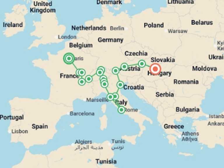 Map of Europe Tour with 10 destination visits for the trip: Bohemian Rapsody