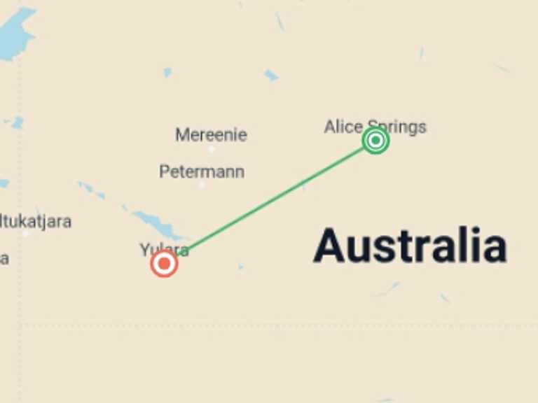 Map of Yulara Tour with 2 destination visits for the trip: Central Australia & Uluru Family Holiday