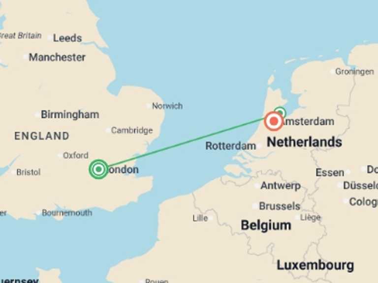 Map itinerary of London Tour in July 2026 with 3 destination visits for the trip: Northern Route