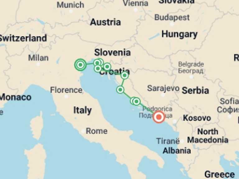 Map itinerary of Venice Tour in Winter with 6 destination visits for the trip: Pearls of the Adriatic: A Small Group Escape