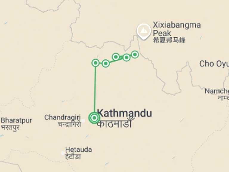 Map of Asia Tour with 6 destination visits for the trip: Langtang Valley Trek - 12 days