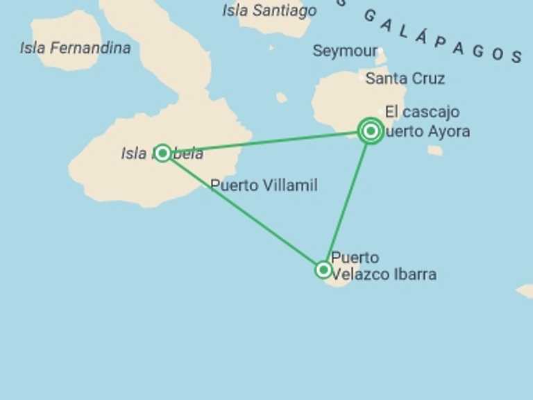 Map of South America Tour with 3 destination visits for the trip: Galápagos Island Hopping Land-Only