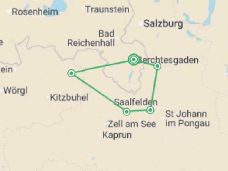 Map itinerary of Europe Tour in Fall with 5 destination visits for the trip: Hiking in Bavaria