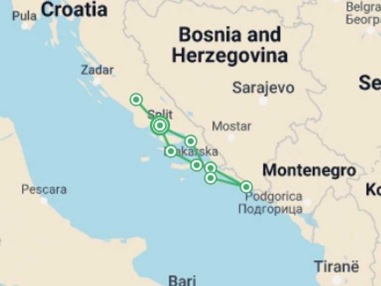 Map of a Chill out Tour with 8 destination visits for the trip: Croatia Sail Adventure