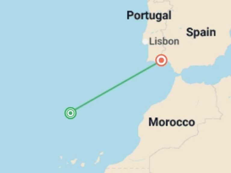 Map itinerary of Portugal Tour in September 2026 with 3 destination visits for the trip: Hiking in Madeira