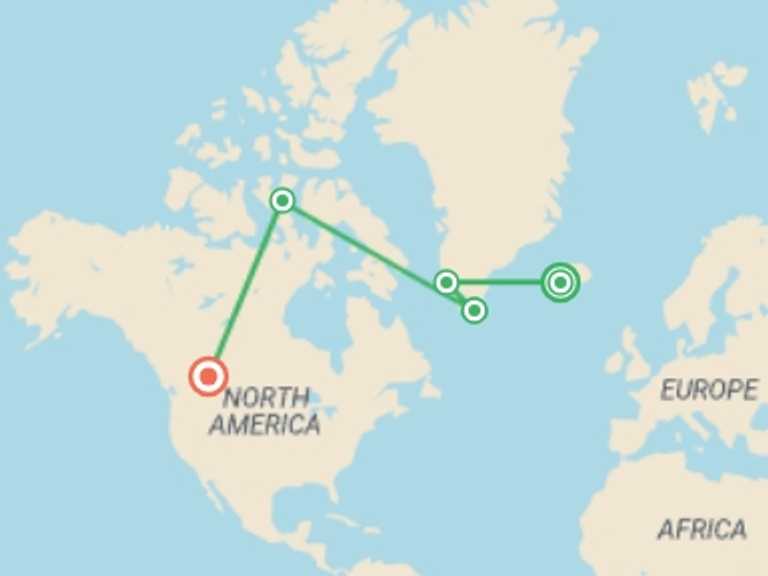Map of Europe Tour with 6 destination visits for the trip: Northwest Passage: The Legendary Arctic Sea Route