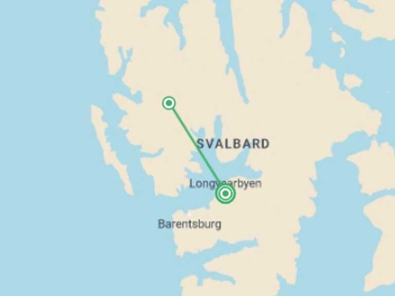 Map of a Glaciers Tour with 2 destination visits for the trip: Realm of the Polar Bear in Depth