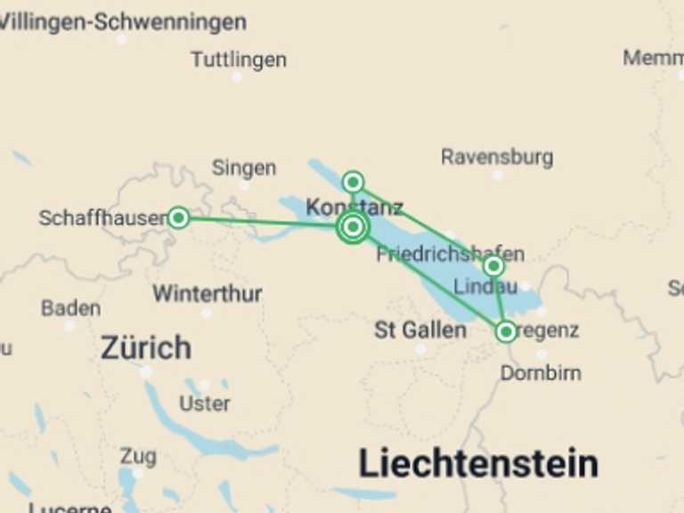 Map of a Adventure Tour with 1 destination visits for the trip: Lake Constance Circuit by Bike