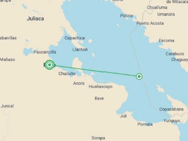 Map of South America Tour with 2 destination visits for the trip: Uros Kayak Tour with Homestay at Amantani Island