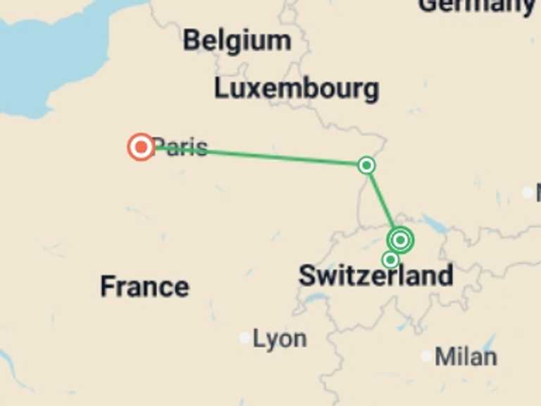 Map of Europe Cultural, religious and historic sites Tour with 2 destination visits for the trip: European Extravaganza