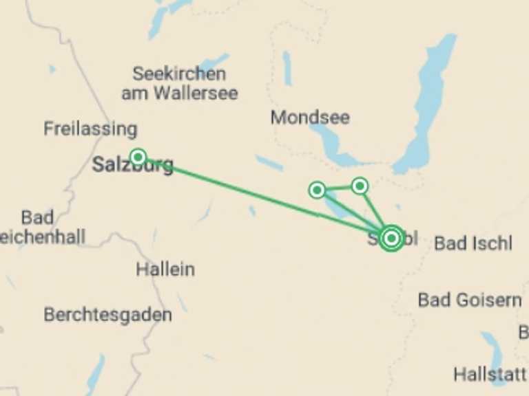 Map of a Bicycle Tour with 4 destination visits for the trip: Austrian Lakes Activities
