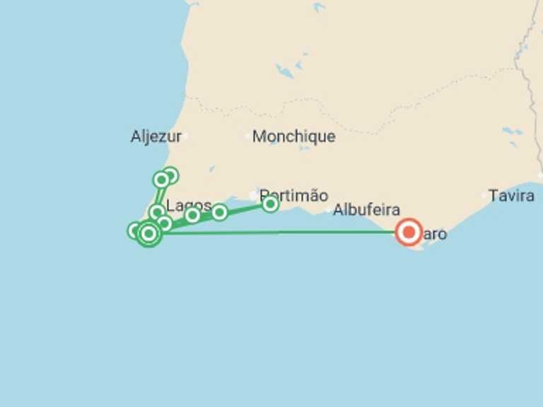 Map of a Natural landmarks sightseeing Tour with 3 destination visits for the trip: Walking in Portugal - Remote Coastal Trails