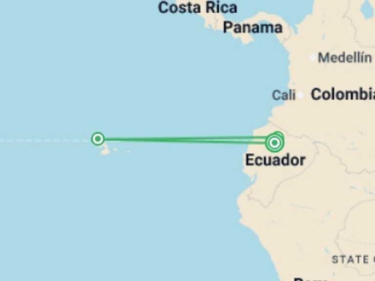 Map of South America Tour with 3 destination visits for the trip: Ecuador & the Galapagos Islands 12-day tour