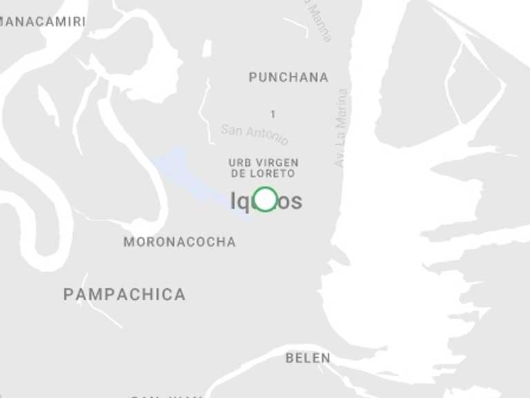 Map of Andes Tour with 2 destination visits for the trip: Iquitos Airport Departure Night Transfer