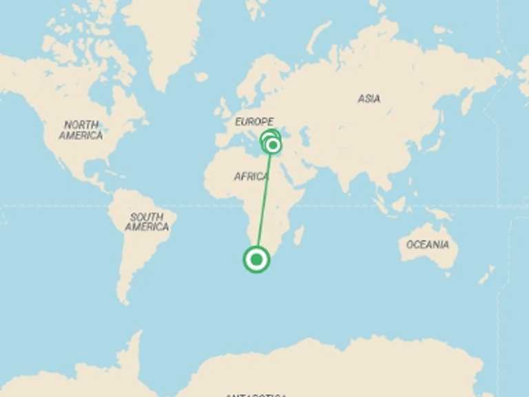 Map itinerary of Balkans Tour in October 2026 with 5 destination visits for the trip: Taste of Turkey