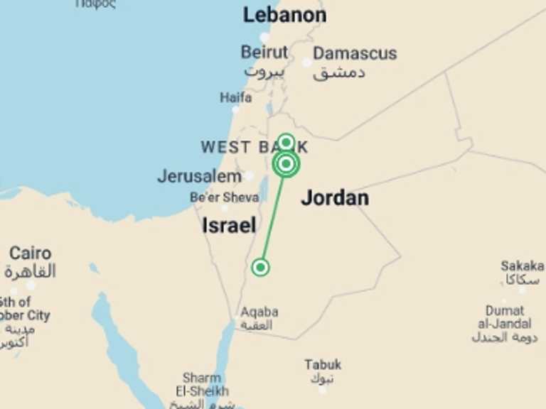 Map itinerary of Jordan Tour in Winter with 1 destination visits for the trip: Jordan Experience 4D/3N