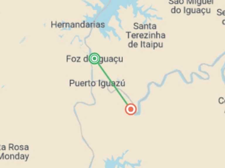 Map of Andes Tour with 2 destination visits for the trip: 3 Day Argentine Adventure At Iguazú Falls