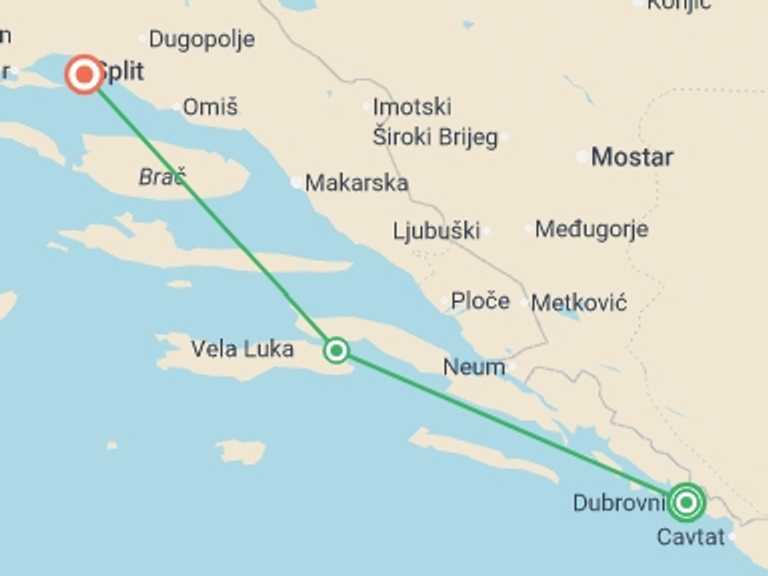 Map of Europe Explorer Tour with 3 destination visits for the trip: Solo-ish Croatia