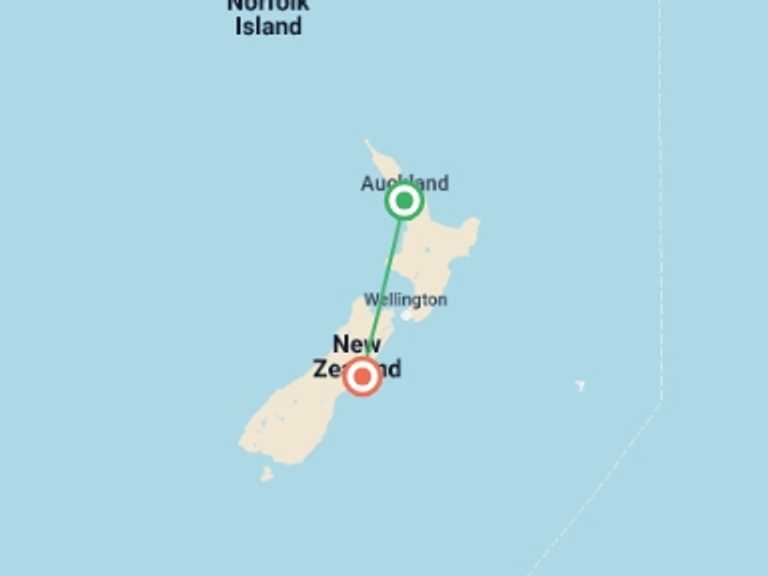 Map of a Adventure Tour with 8 destination visits for the trip: Walking in New Zealand