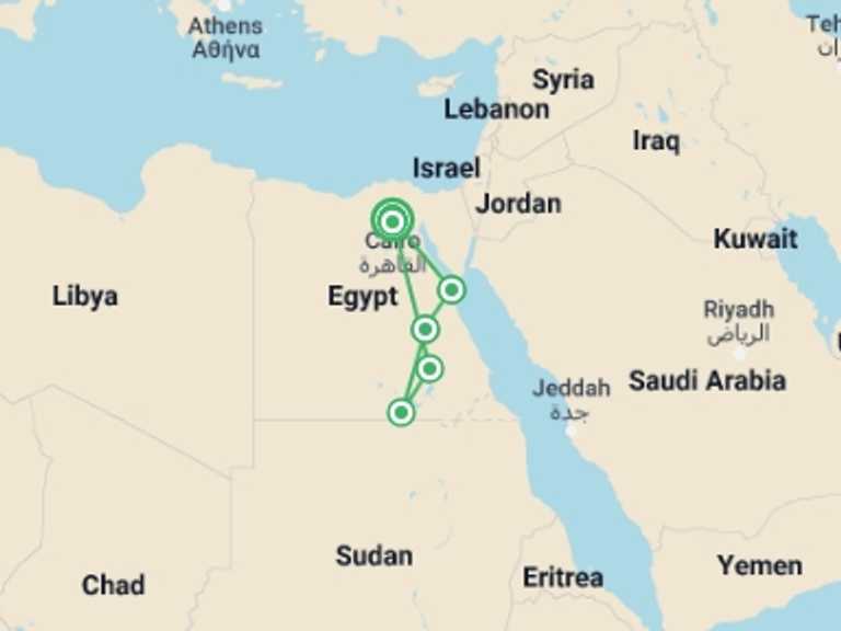Map of Luxor Cruise Tour with 5 destination visits for the trip: Egypt Nile Adventure with Felucca Cruise