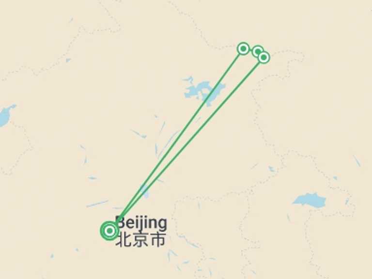 Map of Asia Tour with 4 destination visits for the trip: Great Wall Hike