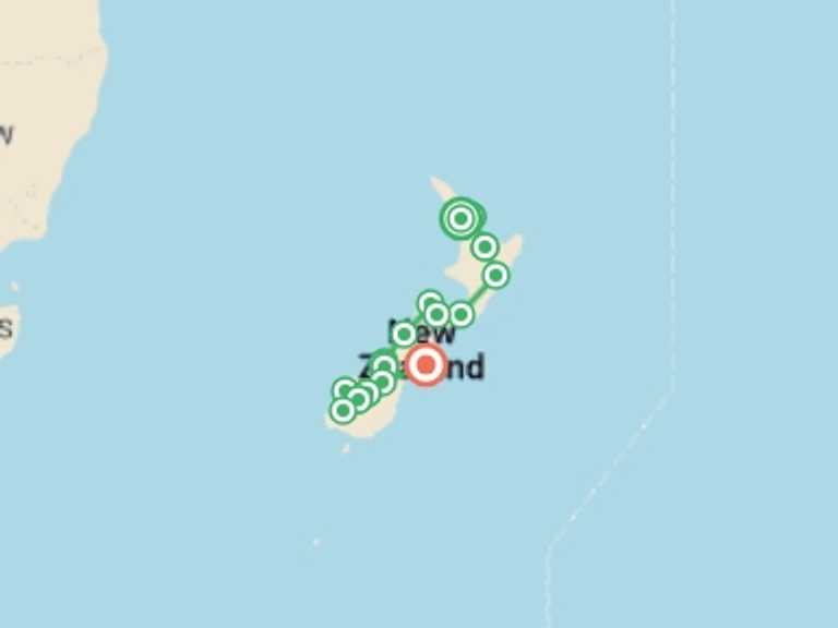Map of Oceania Tour with 14 destination visits for the trip: Remarkable New Zealand - 20 days