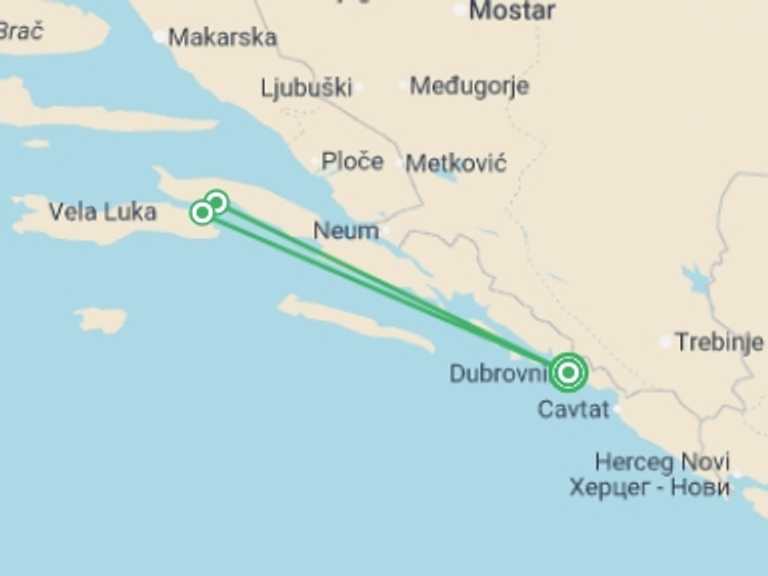 Map of Europe Tour with 1 destination visits for the trip: Dubrovnik In Depth & Korcula (3 Star) - 8 days