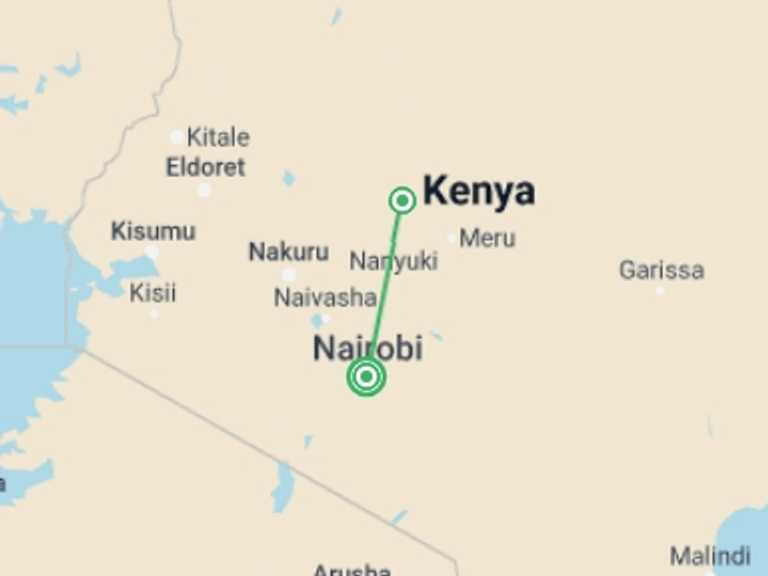 Map of Kenya Tour with 3 destination visits for the trip: Wildlife Safari and Kenyan Communities