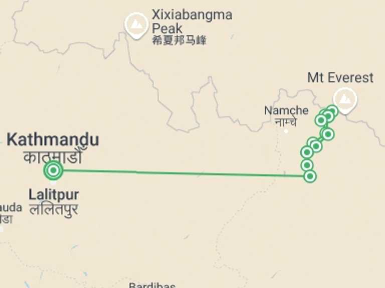 Map of Asia Tour with 11 destination visits for the trip: Everest Base Camp Trek