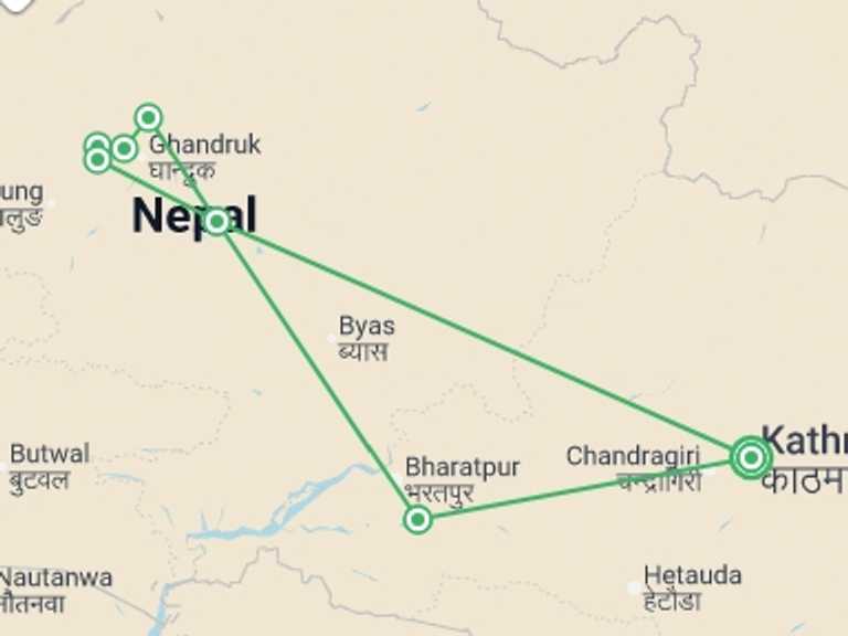 Map of Asia Tour with 7 destination visits for the trip: Nepal: Women's Expedition