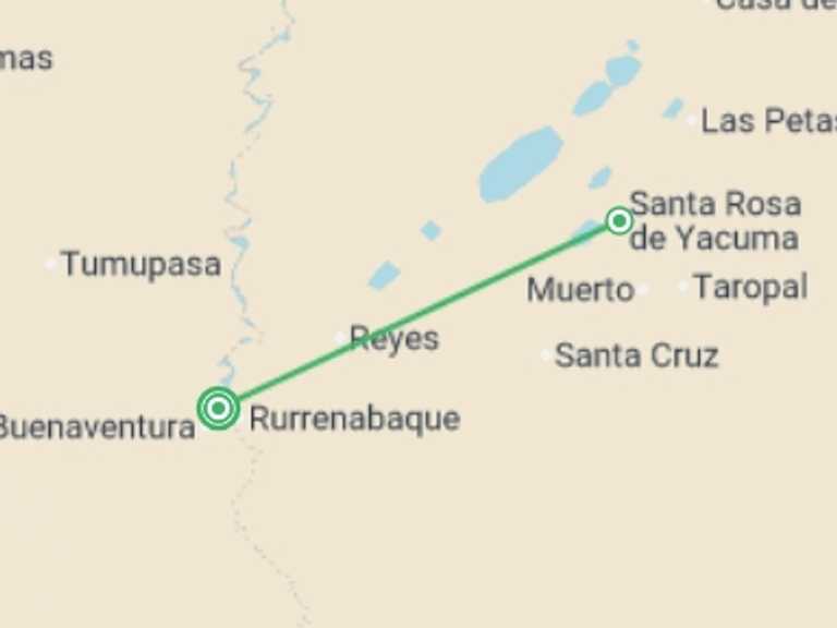 Map of 3-Day South America Tour with 1 destination visits for the trip: Bolivian Amazon Pampas Adventure 3D/2N (from Rurrenabaque)