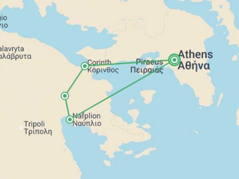 Map itinerary of Greece Tour in Fall with 1 destination visits for the trip: Discover Ancient Greece - 5 days