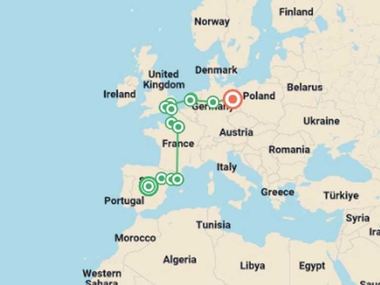 Map itinerary of London Tour in Winter with 8 destination visits for the trip: Modern Europe with Berlin