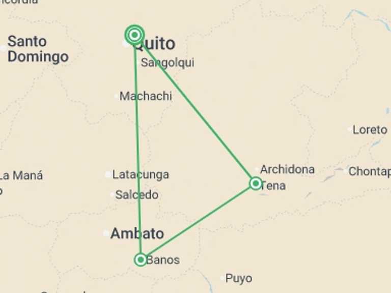 Map of Quito Cultural, religious and historic sites Tour with 4 destination visits for the trip: Ecuador in a Week
