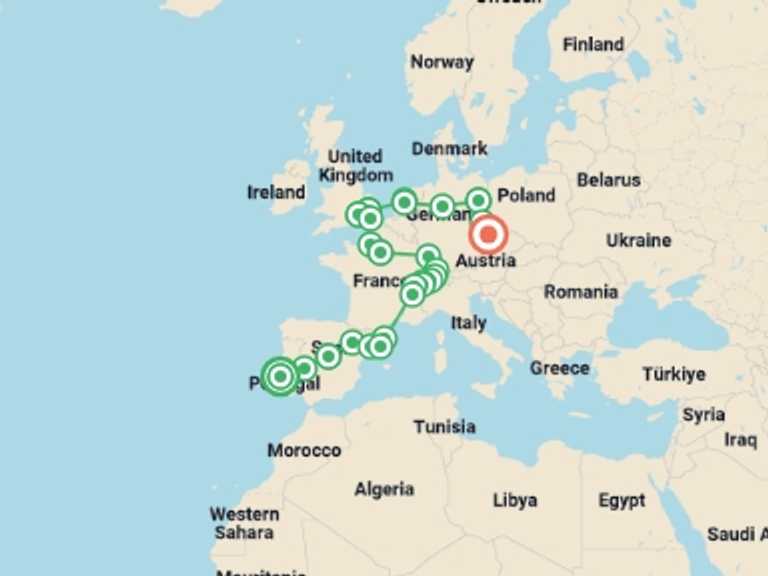 Map itinerary of London Tour in Winter with 14 destination visits for the trip: Complete Europe