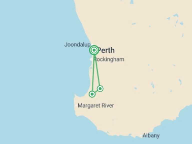 Map of Oceania Tour with 3 destination visits for the trip: Hike the Bibbulmun Track: Collie to Balingup