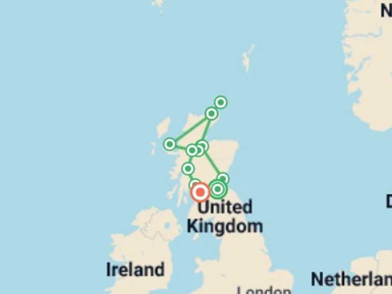 Map of a Food Tour with 5 destination visits for the trip: Country Roads of Scotland