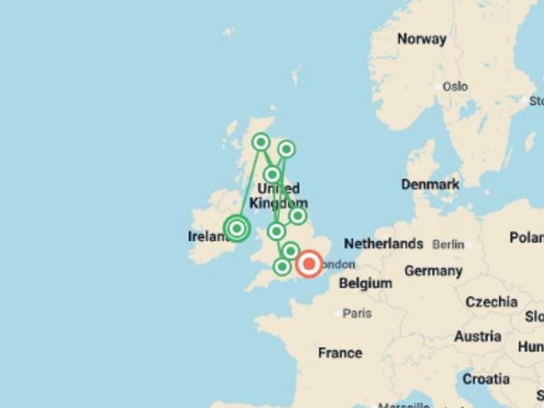 Map itinerary of Inverness Tour in Spring with 9 destination visits for the trip: Majestic Britain and Ireland