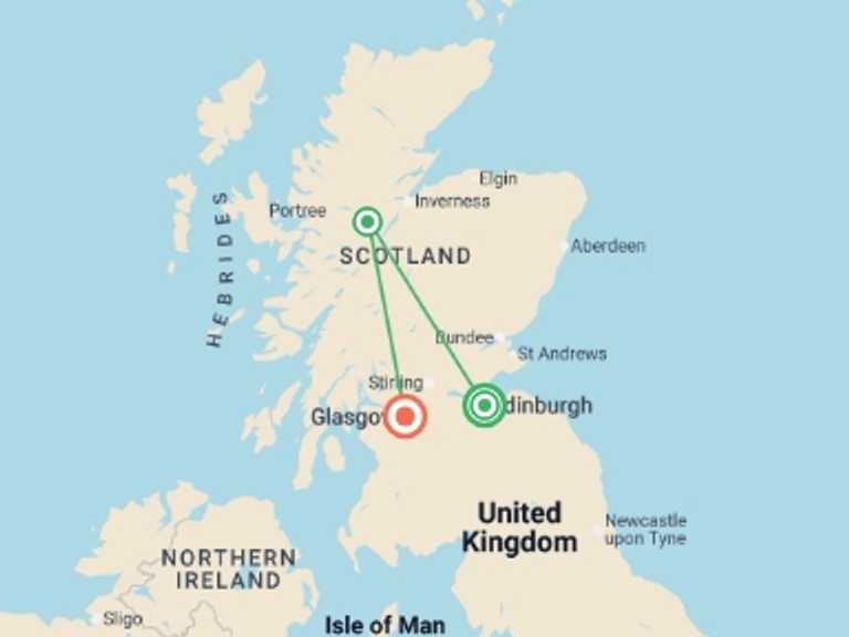 Map of a Art and architecture Tour with 3 destination visits for the trip: Best of Scotland